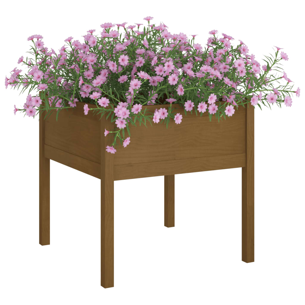 Garden Planter Honey Brown 27.6x27.6x27.6 Solid Wood Pine