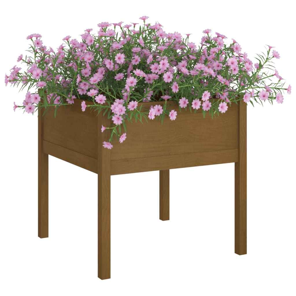Garden Planters 2 pcs Honey Brown 27.6x27.6x27.6 Solid Wood Pine