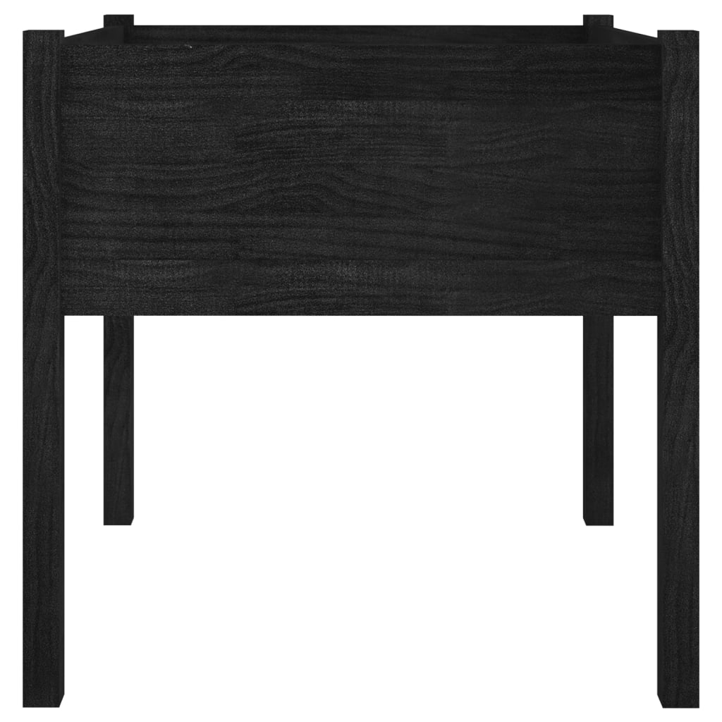 Garden Planter Black 27.6x27.6x27.6 Solid Wood Pine