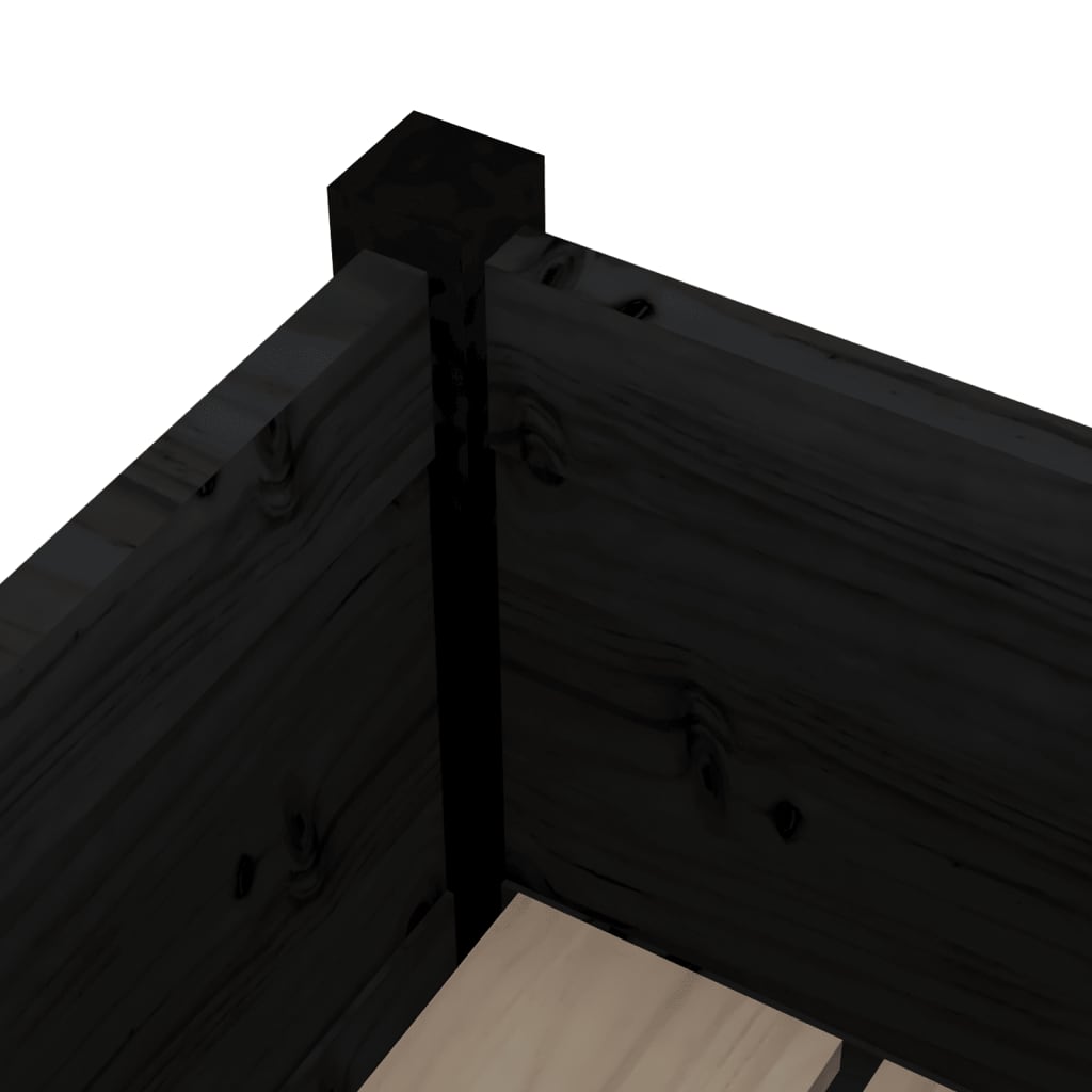 Garden Planter Black 27.6x27.6x27.6 Solid Wood Pine