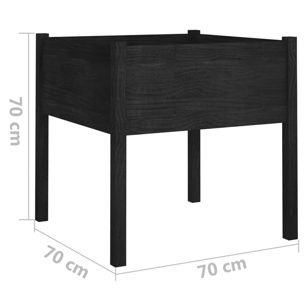 Garden Planter Black 27.6x27.6x27.6 Solid Wood Pine