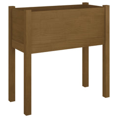Garden Planter Set of 2 Honey Brown Solid Pinewood Medium