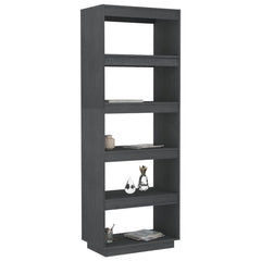 Book Cabinet Grey Solid Pinewood Medium Book Cabinet