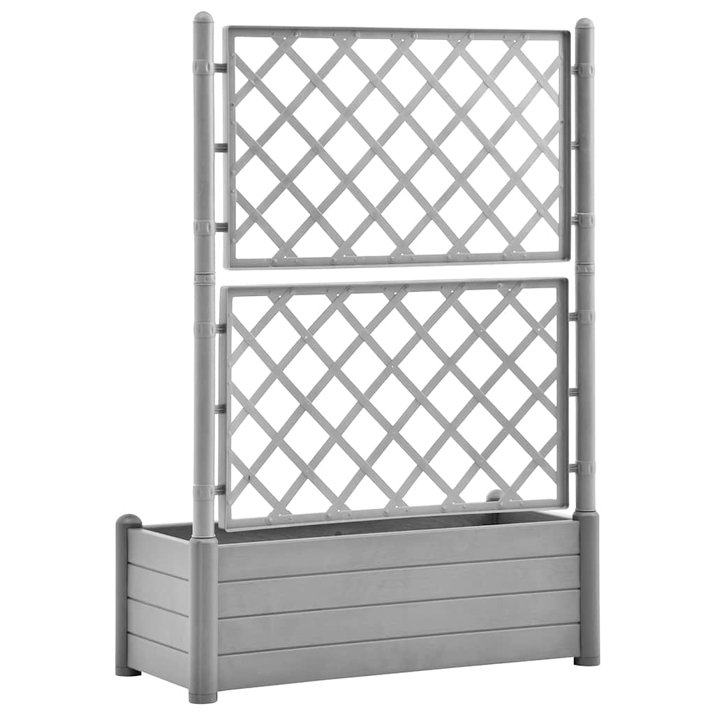 Garden Planter with Trellis 39.4x16.9x55.9 PP Stone Gray
