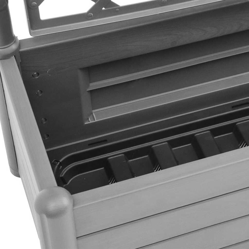 Garden Planter with Trellis 39.4x16.9x55.9 PP Stone Gray