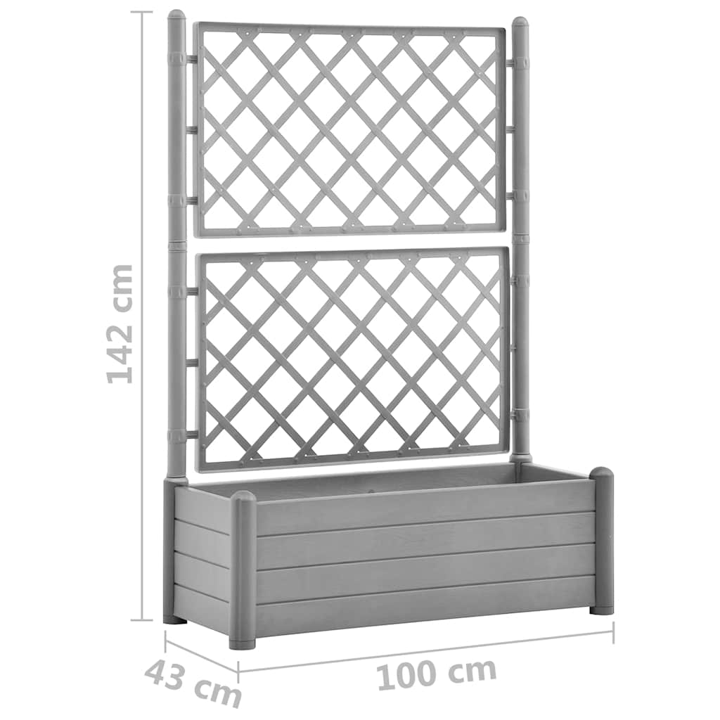 Garden Planter with Trellis 39.4x16.9x55.9 PP Stone Gray