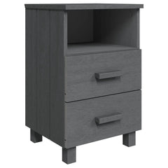 Bedside Cabinet Dark Grey Solid pine, MDF 15.7 x 13.8 x 24.4 in