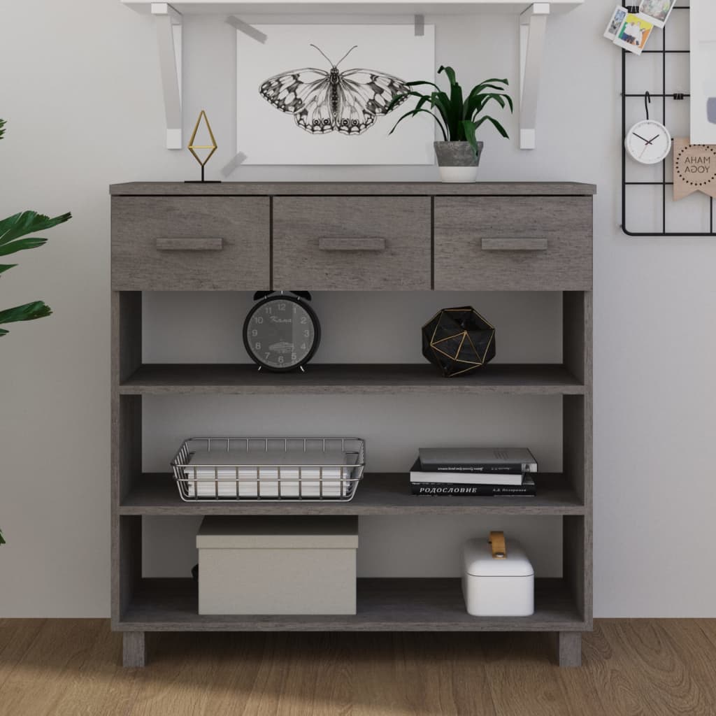 Console Table Light Grey Solid Pine Wood, MDF Console Table