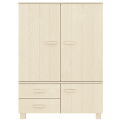 Wardrobe Honey Brown Solid Pinewood Medium Wardrobe Rectangular