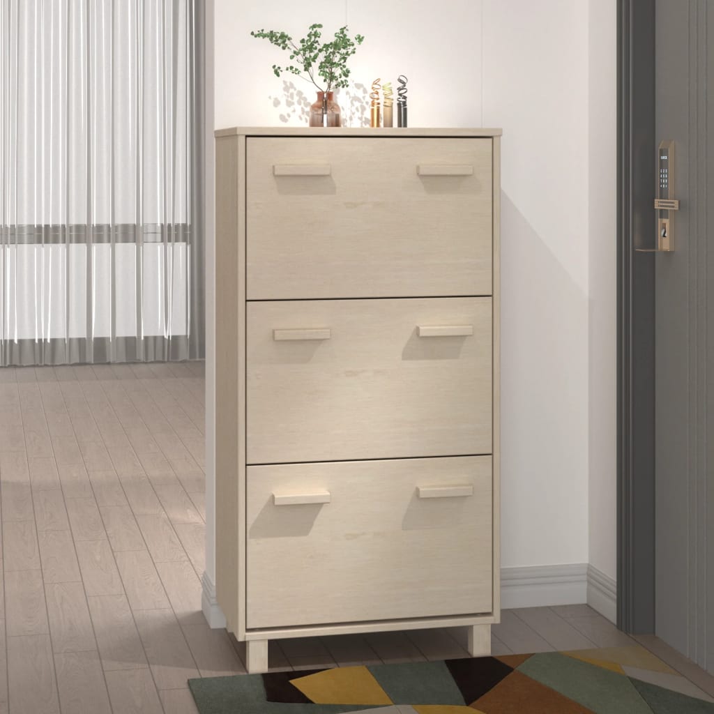 Shoe Cabinet HAMAR Honey Brown 23.4x13.8x46.1 Solid Wood Pine