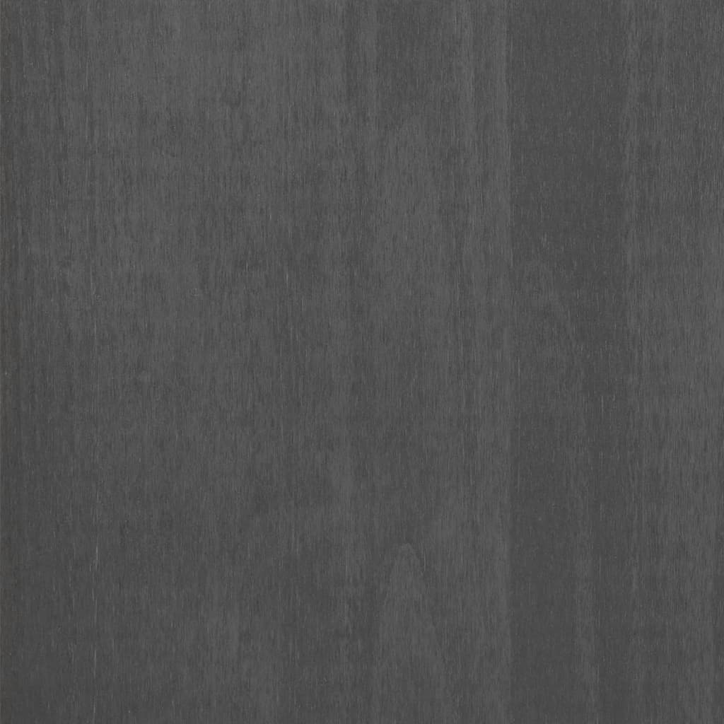 Dark gray solid pine wood shoe cabinet with three shelves and concealed doors.