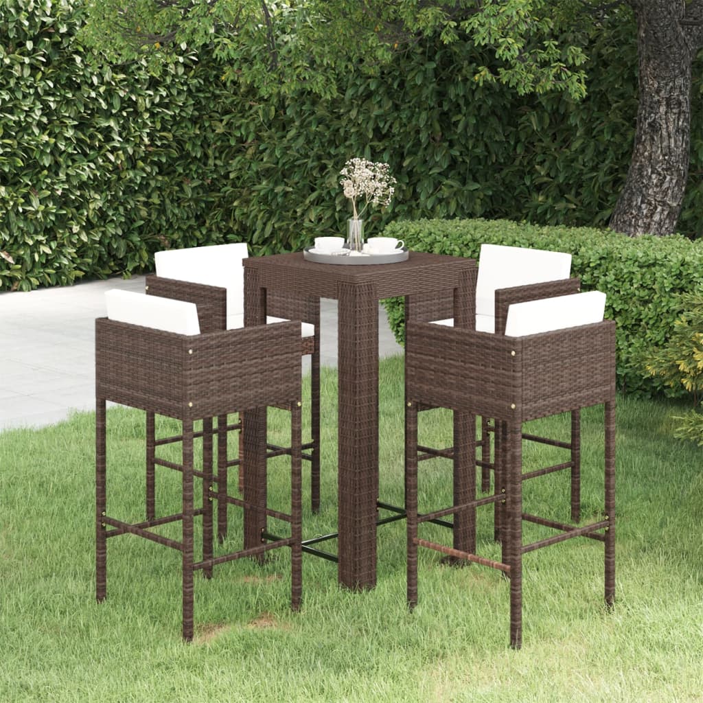 Garden Bar Set Brown PE rattan Medium Durable Garden Bar Set