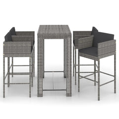 Garden Bar Set Gray, Dark Gray PE rattan, steel Medium Footrest
