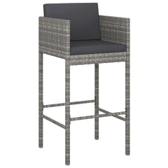 Garden Bar Set Gray, Dark Gray PE rattan, steel Medium Footrest