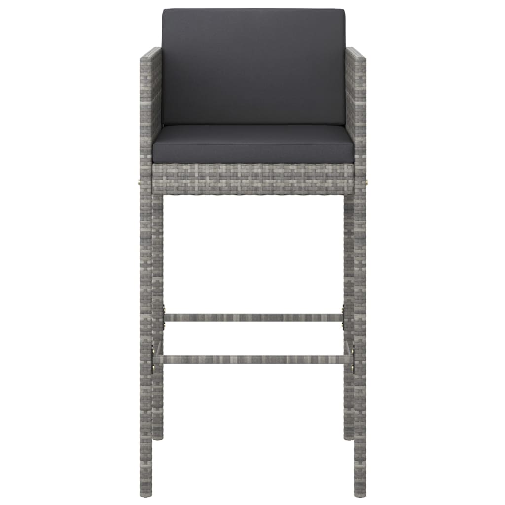 Garden Bar Set Grey PE rattan, steel, tempered glass Medium – Bostome