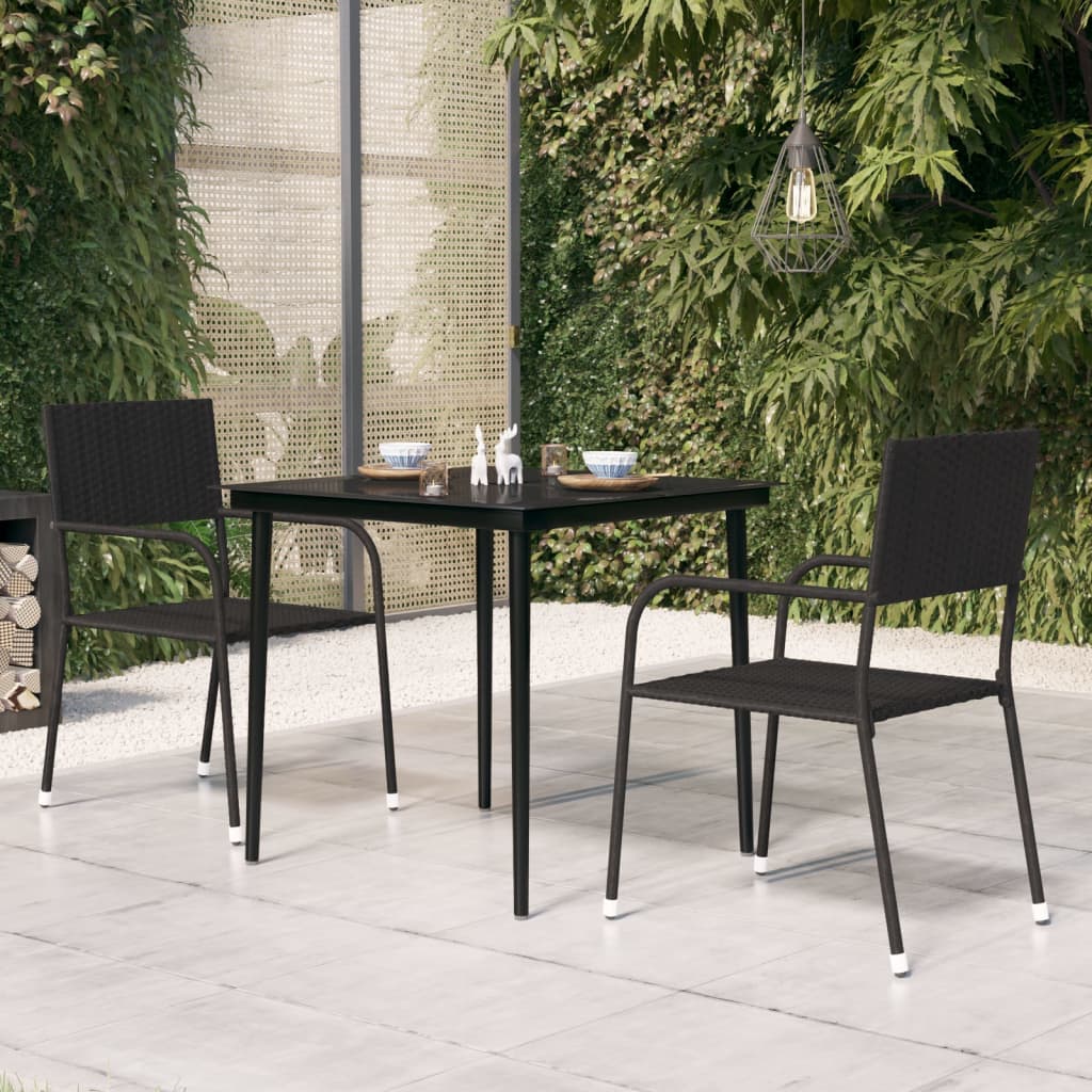 Garden Dining Table Black Powder-coated steel, glass