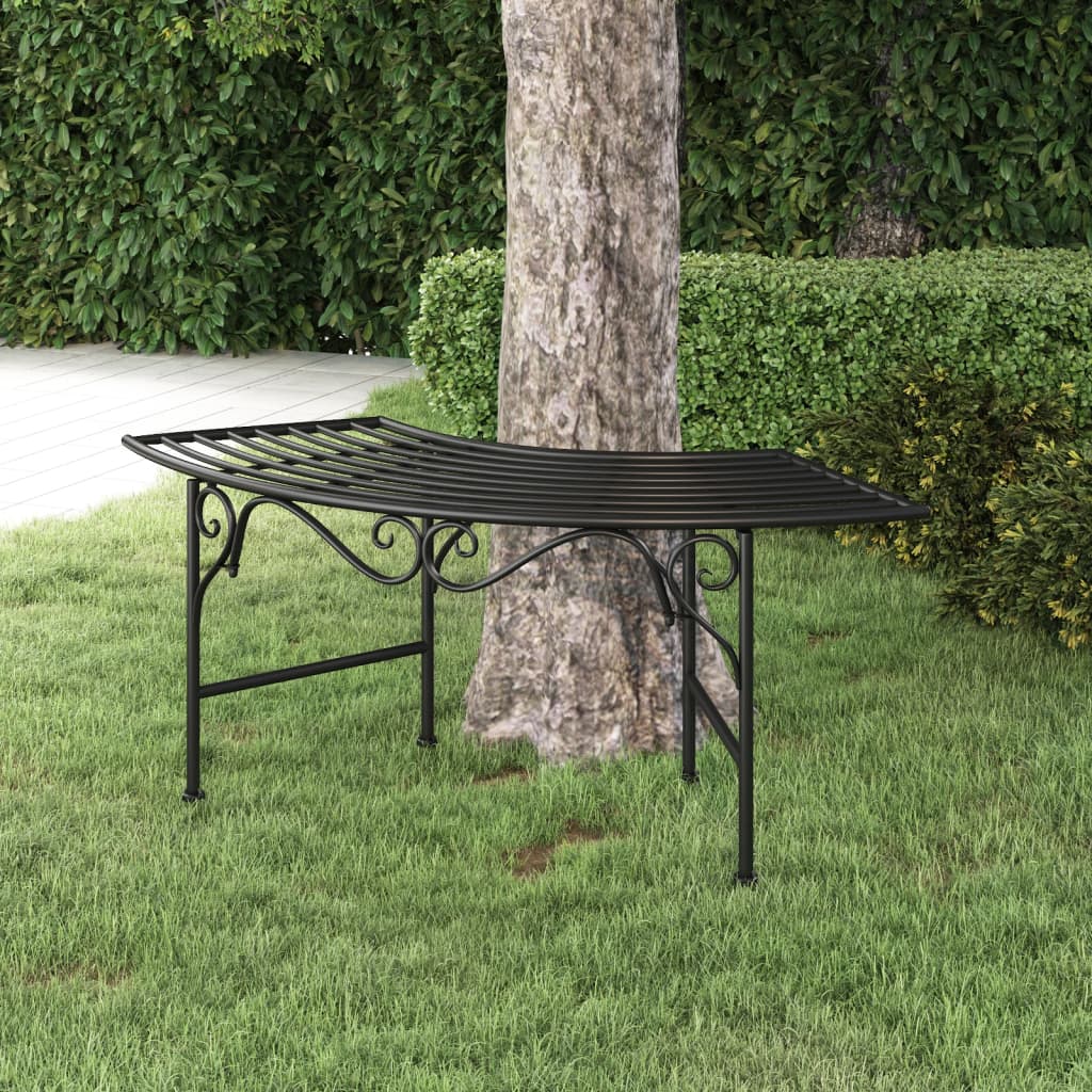 Tree Bench Black Steel Medium Durable Circular Tree Bench