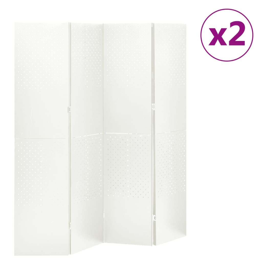4-Panel Room Dividers 2 pcs White 63x70.9 Steel