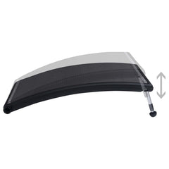 Three black HDPE curved solar pool heater panels with adjustable aluminum legs.