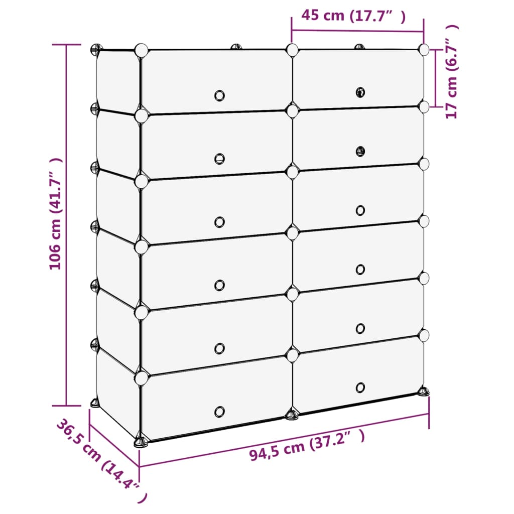 Shoe Rack Transparent 37.2x14.4x41.7 PP