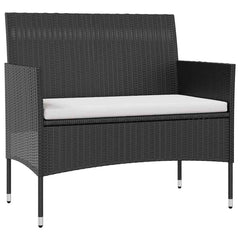 Garden Lounge Set Black PE rattan, powder-coated steel, glass