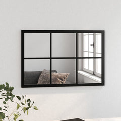 Mirror Black Metal, Glass Standard Wall Mounting Mirror