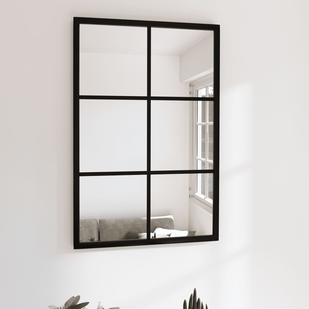 Mirror Black Metal, Glass Standard Wall Mounting Mirror
