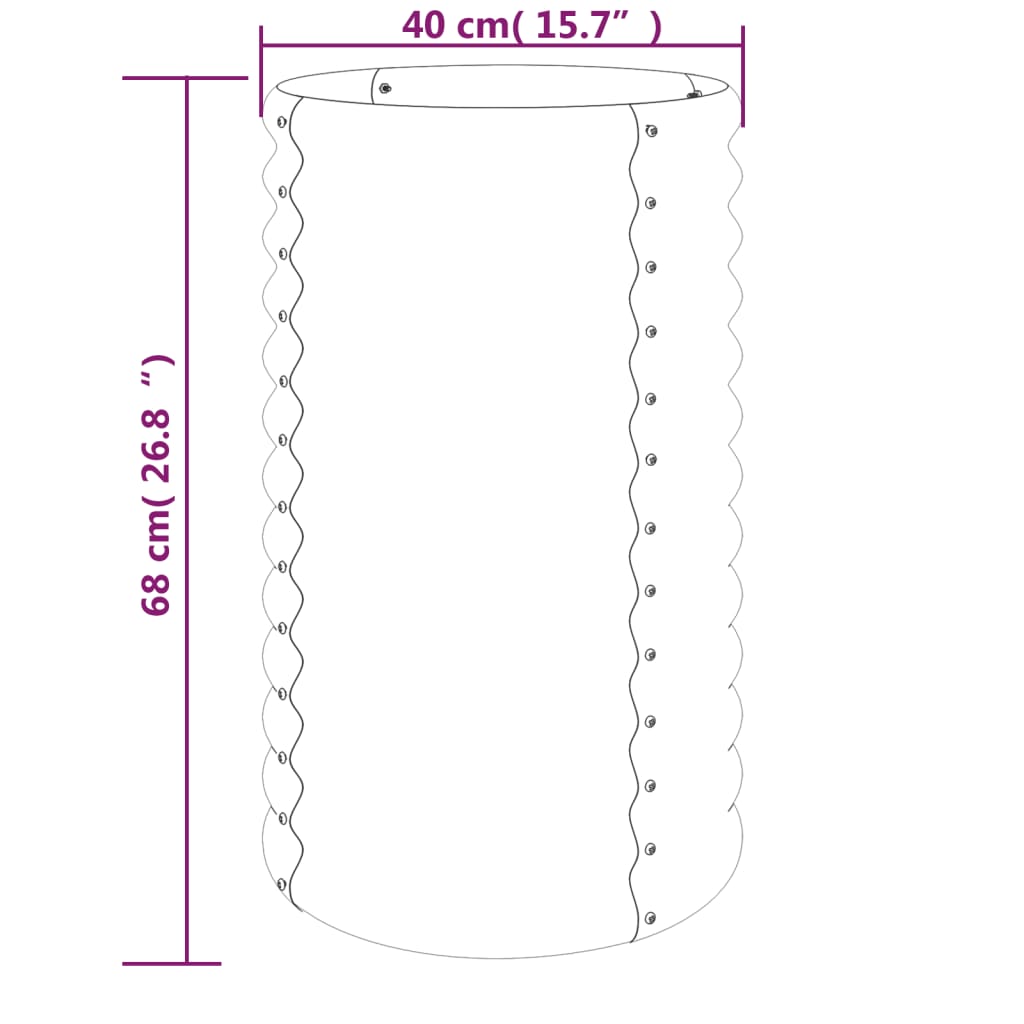 Garden Planter Powder-coated Steel 15.7x15.7x26.8 Anthracite