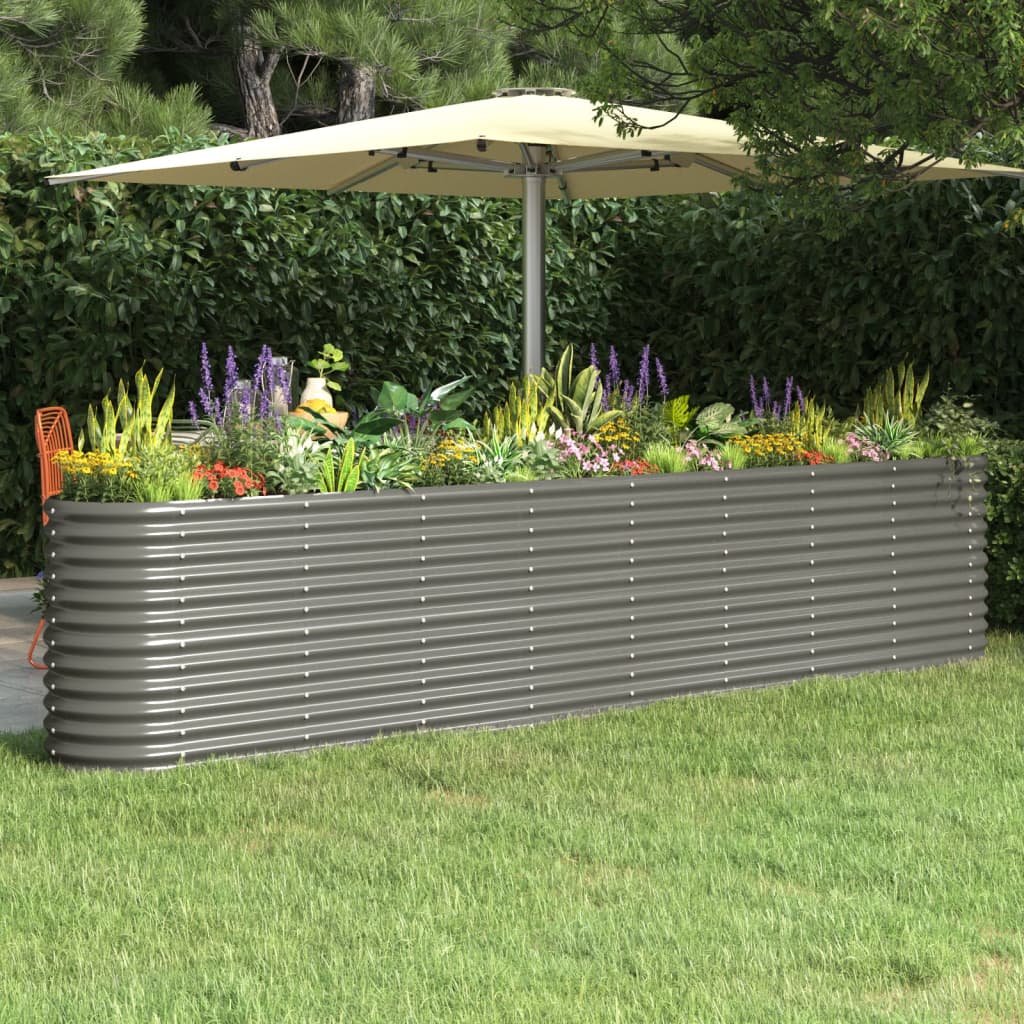 Garden Raised Bed Powder-coated Steel 130.7x15.7x26.8 Gray