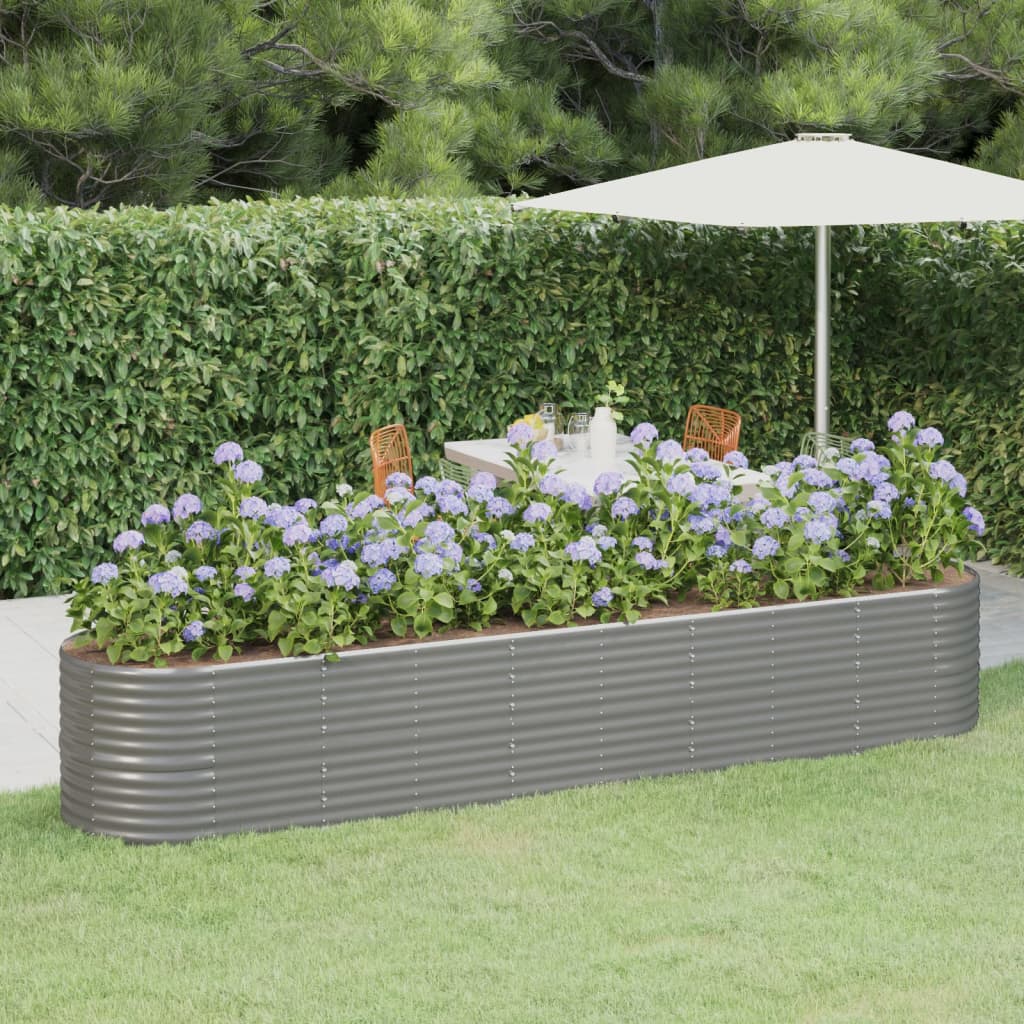 Garden Raised Bed Grey Powder-coated steel Large Durable