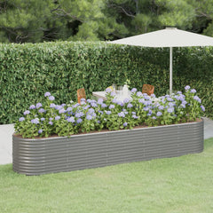 Garden Raised Bed Grey Powder-coated steel Large Durable