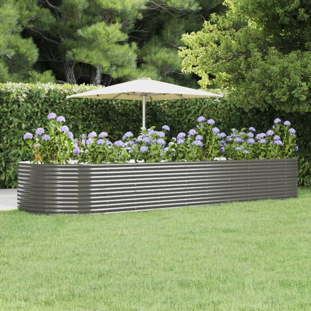 Garden Raised Bed Grey Powder-coated steel 176 x 55.1 x 26.8 in