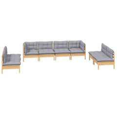 Garden Lounge Set Grey Solid pinewood, fabric (100% polyester)