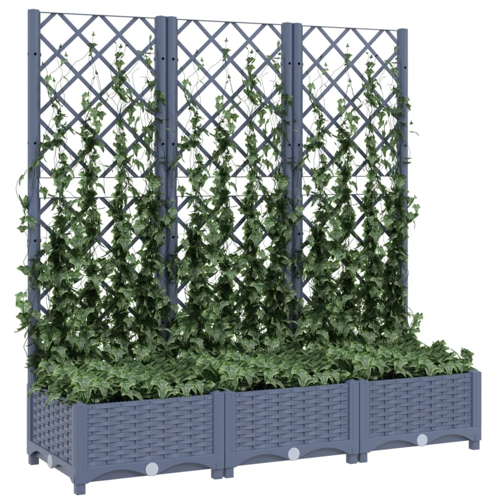 Garden Planter with Trellis Blue Gray 47.2x15.7x47.8 PP