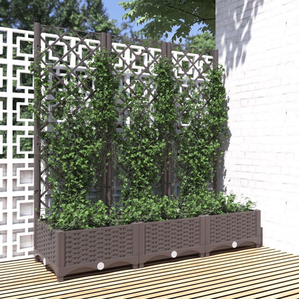 Garden Planter Brown Polypropylene Large Rectangular Minimalist