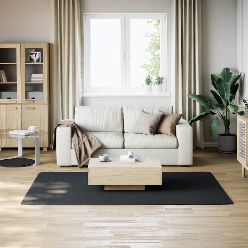 Washable Rug Soft Fluffy Short Pile 63x90.6 Anti Slip Black