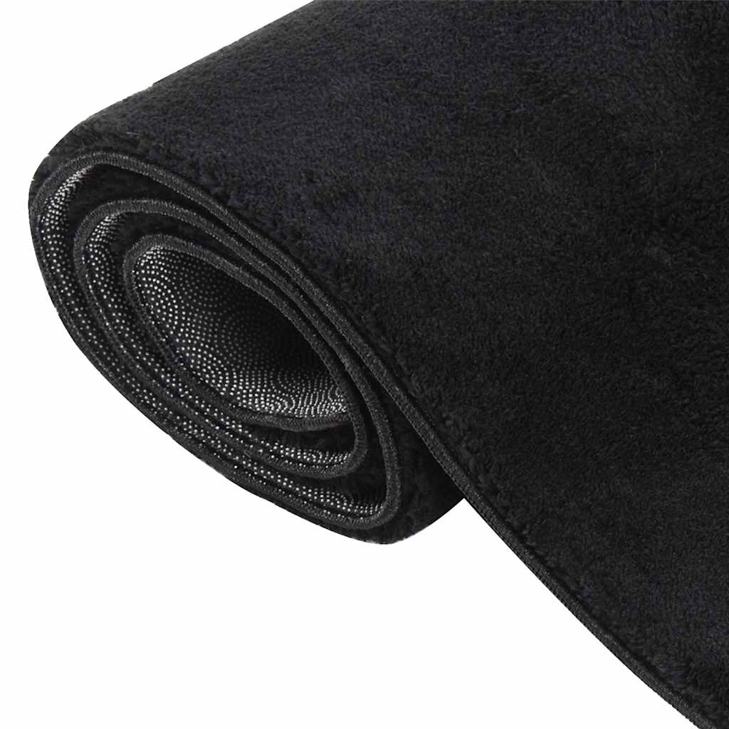 Washable Rug Soft Fluffy Short Pile 63x90.6 Anti Slip Black