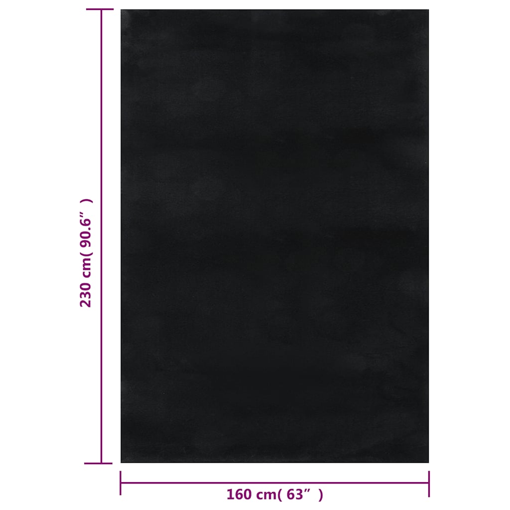 Washable Rug Soft Fluffy Short Pile 63x90.6 Anti Slip Black