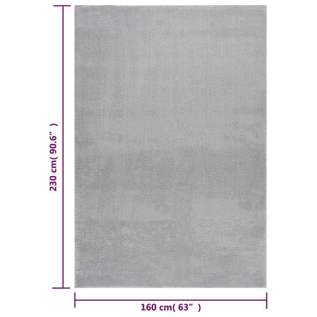 Washable Rug Soft Fluffy Short Pile 63x90.6 Anti Slip Gray