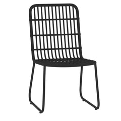 Dining Set Black PE rattan, powder-coated steel, glass Medium