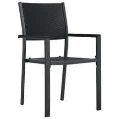 Garden Dining Set Black Powder-coated steel, glass, plastic Large