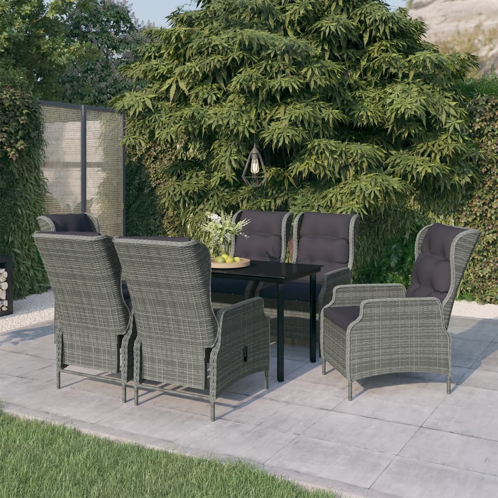 Garden Dining Set Light Grey, Black