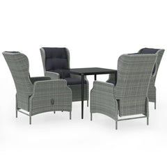 Garden Dining Set Light Grey, Black