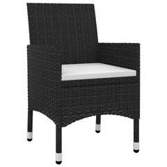 Garden Dining Set Black PE rattan, steel, glass Large