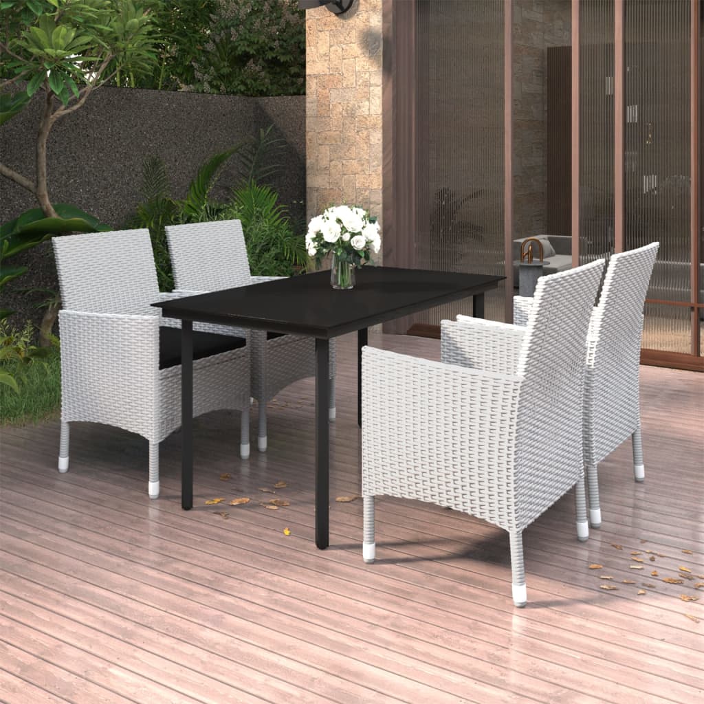 Garden Dining Set White PE rattan Medium Durable