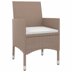 Garden Dining Set Table: Black, Chairs: Beige, Cushions: Cream White