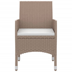 Garden Dining Set Table: Black, Chairs: Beige, Cushions: Cream White