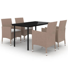 Garden Dining Set Beige, Black, Cream White