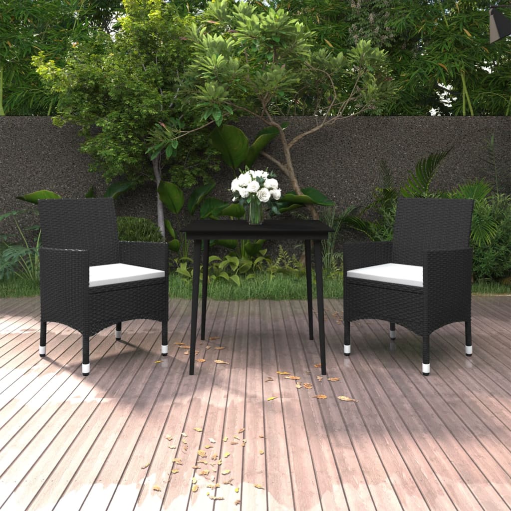 Garden Dining Set Black PE rattan Medium Durable