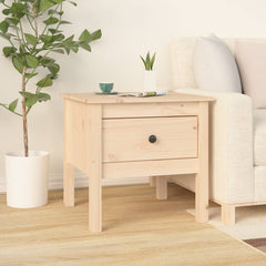 Side Table Set of 2 Light Brown Solid pine wood Small